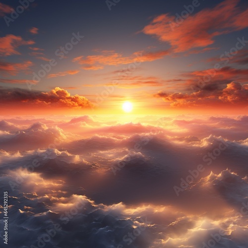 brilliant sun shining, sunset, sky, generative ai © 광택 박