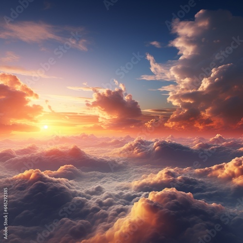 brilliant sun shining, sunset, sky, generative ai © 광택 박