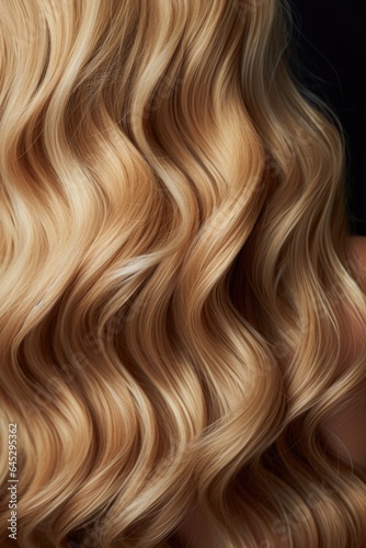 The texture of the blonde's wavy hair, close-up.