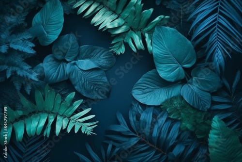 A vibrant green foliage against a calming blue backdrop