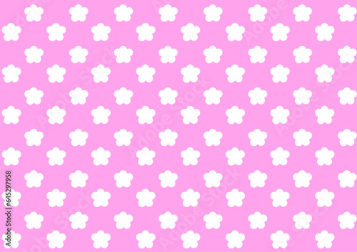ピンクのかわいいお花のパターン（背景ピンク）