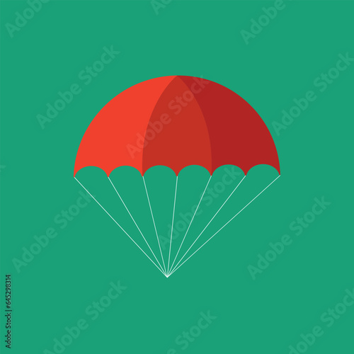 Illustration of a red parachute isolated on an green background.