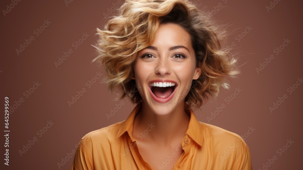woman excited and smiling