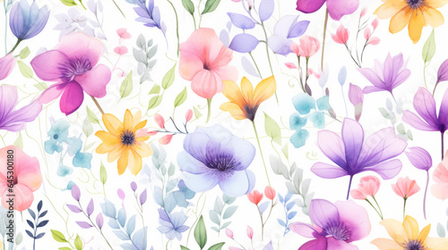 Fototapeta Naklejka Na Ścianę i Meble -  flowers background pattern seamless. watercolor