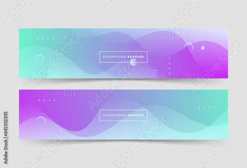 banner background, 2 set , colorful, blur nad purple gradation. wave effect , abstract , memphis, eps 10