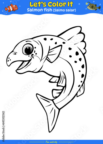 Lets color it Salmon fish Cartoon