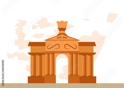 Vector illustration of De Jure Transfer Day celebrated in Puducherry with background of Aayi Mandapam monument.
