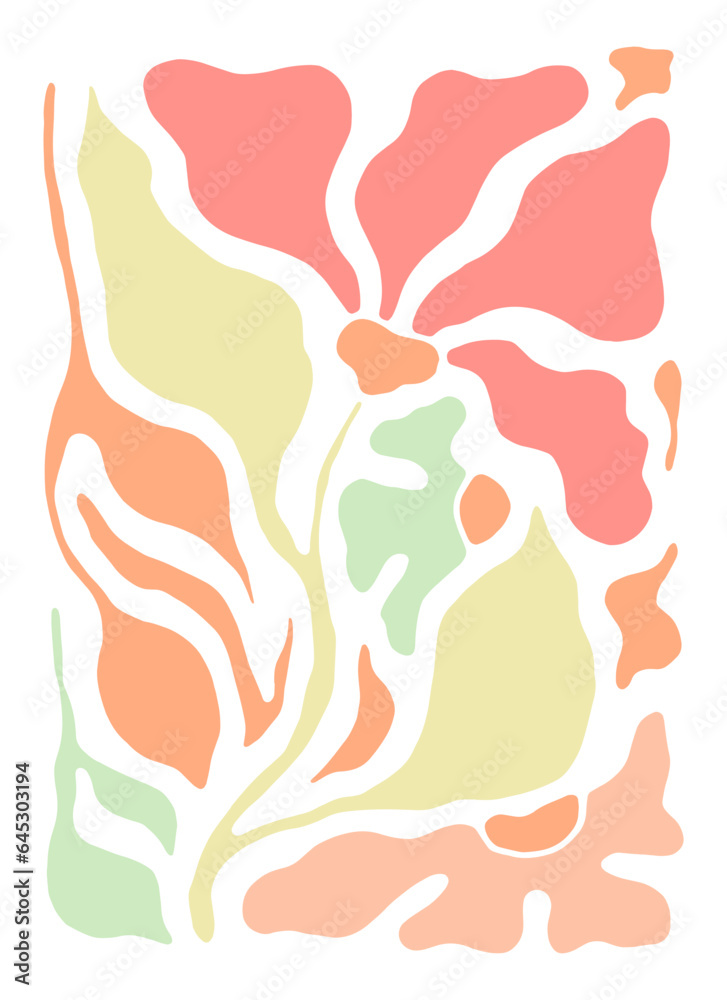Floral Abstract Elements Arranged in Rectangular Shape Vector Composition