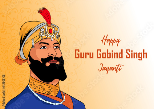 Vector illustration of Guru Gobind Singh Jayanti, Indian Sikh religious festival. guru gobind singh jayanti, guru gobind singh jayanti images, gurpurab guru gobind singh ji.
