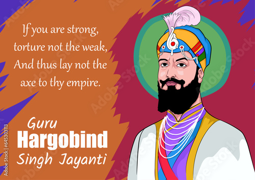 Vector illustration of Guru Hargobind Singh Jayanti. guru hargobind singh jayanti
