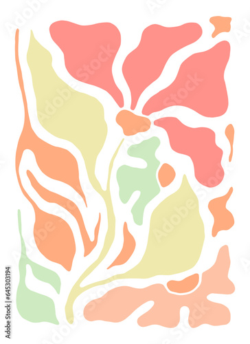 Floral Abstract Elements Arranged in Rectangular Shape Vector Composition