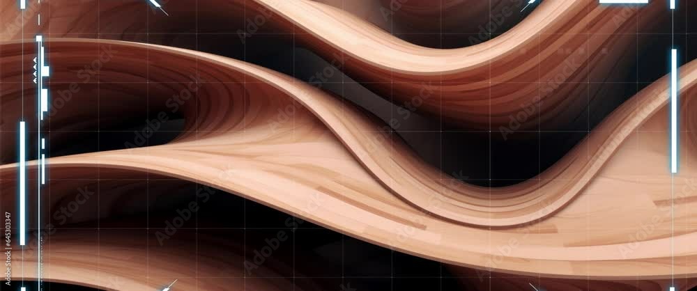 Video Stock Anamorphic video abstract of wooden pattern, twisted shape ...
