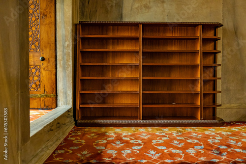 old wooden cabinet with shelves