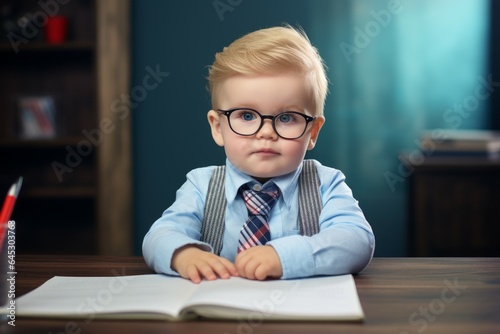 Little boy at speech therapist office. Generate Ai