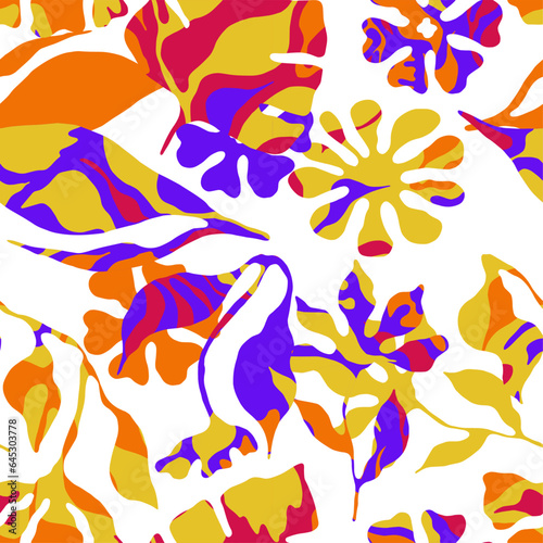 Flower Shapes and Doodle Element Vector Seamless Pattern
