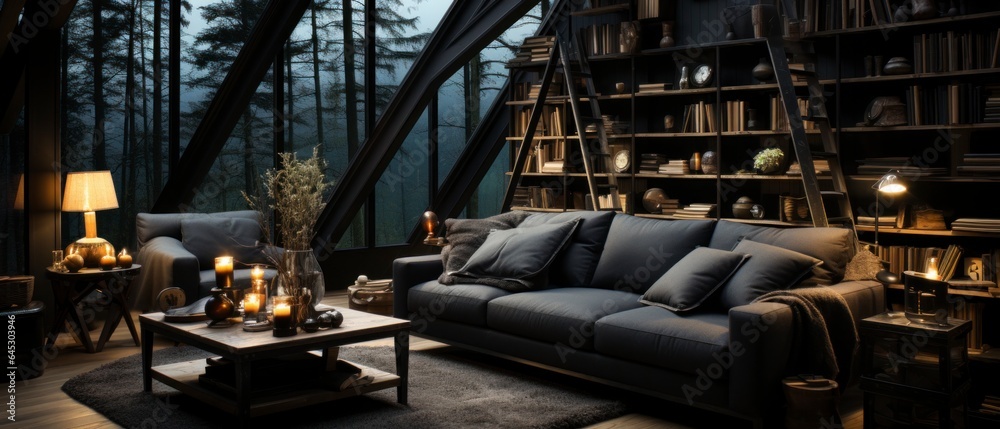 Nordic noir interior mock-up Nordic noir interior mock-up