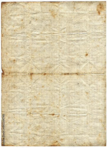 Old, vintage isolated checkered paper