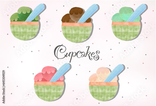 set of cupcakes