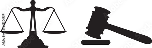 Scales and Gavel Silhouette Vector Pack