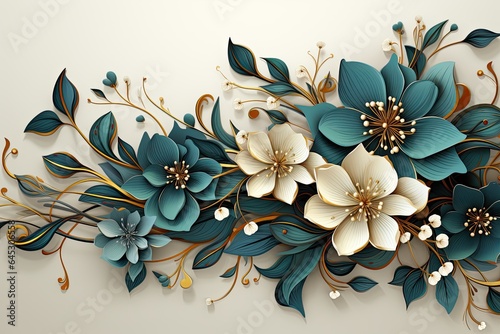 Flower backgrounds in various colors with abstract and 3D shapes