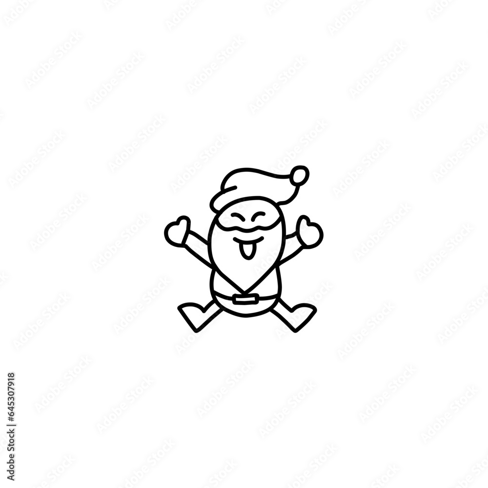 Outline Santa Claus flat cartoon Outline Santa Claus flat cartoon