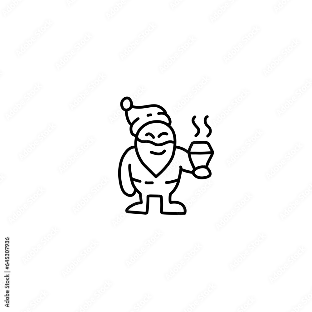 Outline Santa Claus flat cartoon Outline Santa Claus flat cartoon
