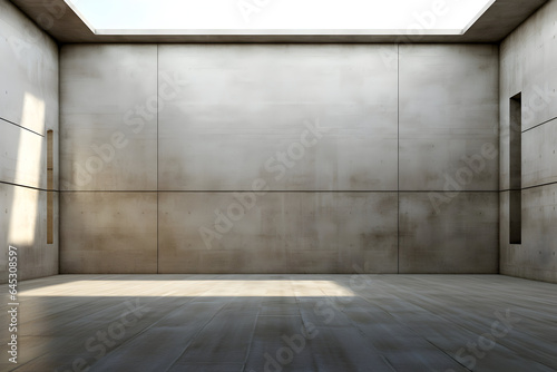 An abstract room with modern concrete walls, devoid of furniture or decor 