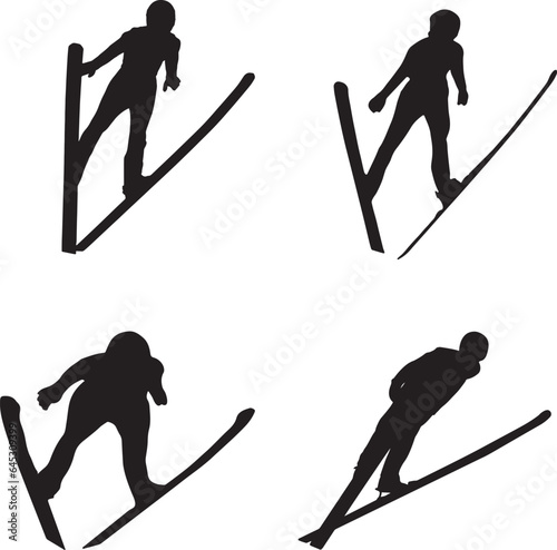 Foto Ski Jumping Silhouette Vector Pack