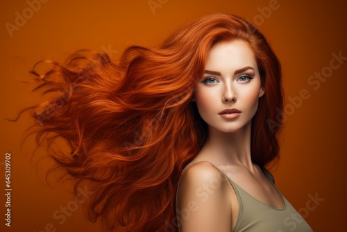 Young woman with healthy long hair. Generate Ai
