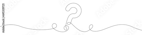 Question mark vector icon in one continuous line. Linear drawn background of a Help sign. Question mark sign vector icon. One line outline of the query mark.