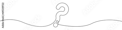 Question mark vector icon in one continuous line. Linear drawn background of a Help sign. Question mark sign vector icon. One line outline of the query mark.