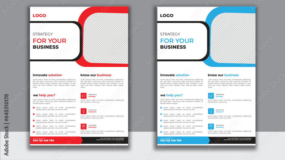 Modern design, perfect for creative professional business flyer.Corporate business cover and back page a4 flyer design template for print.