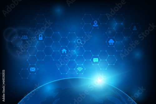 Vector internet of things (IOT). Network online. Technology global communication background.