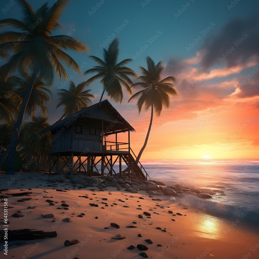 small hut on tropical beach small hut on tropical beach