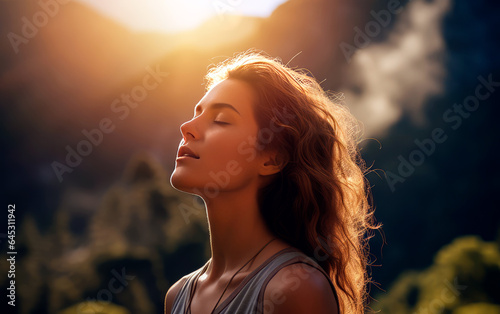 Woman breaths fresh air. © Elena Uve