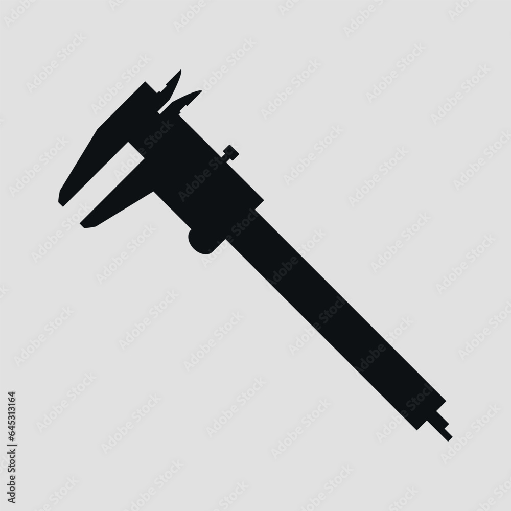 Silhouette of calipers. Vector on gray background. Silhouette of calipers. Vector on gray background.