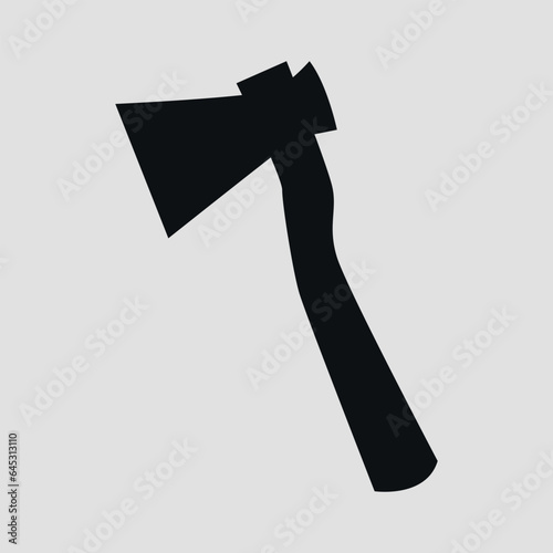 Silhouette of an axe. Vector on gray background.