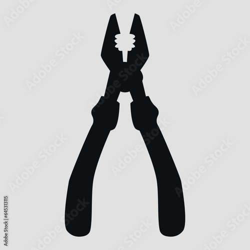 Silhouette of pliers. Vector on a gray background.