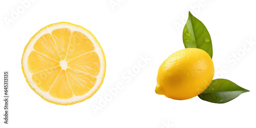 Lone lemon against transparent background