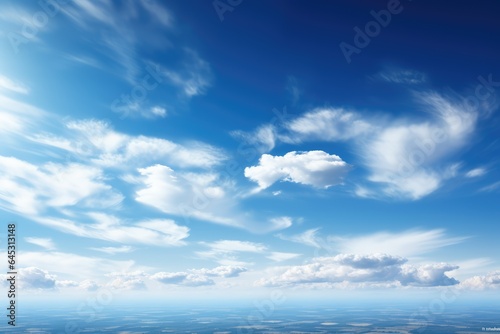 Beautiful bright blue sky with light white clouds