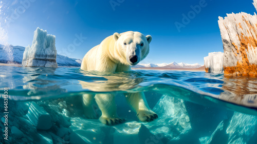 Eisbär im Meer. Generiert mit KI