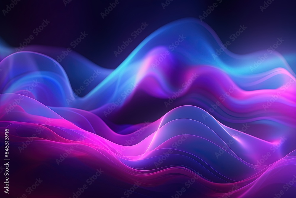 Fototapeta premium abstract futuristic background with pink blue glowing neon moving high speed wave lines and bokeh lights. Data transfer concept Fantastic wallpaper