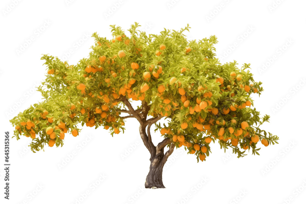 Apricot Tree Isolated on Transparent Background. Generative Ai.