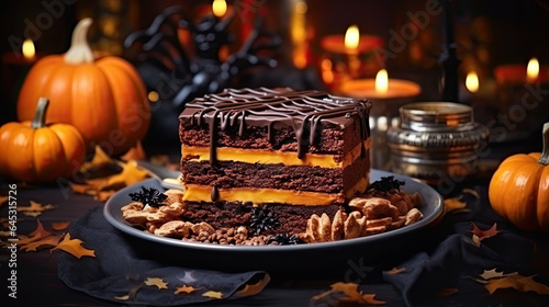 Cake homemade for Halloween. Festive food concept. Background © Ziyan Yang