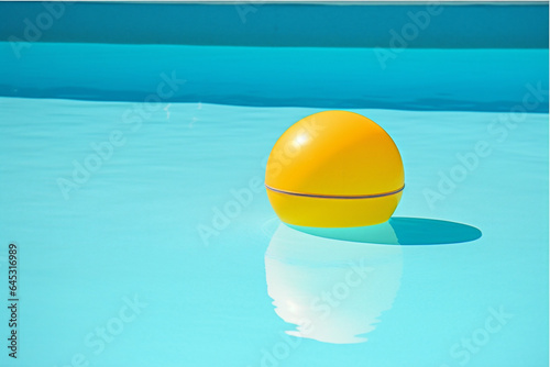 circle sunlight yellow rescue resort pool vacation ring water float. Generative AI. © VICHIZH