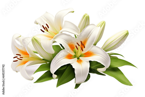 Beautiful Lily Isolated on Transparent Background. Generative Ai.