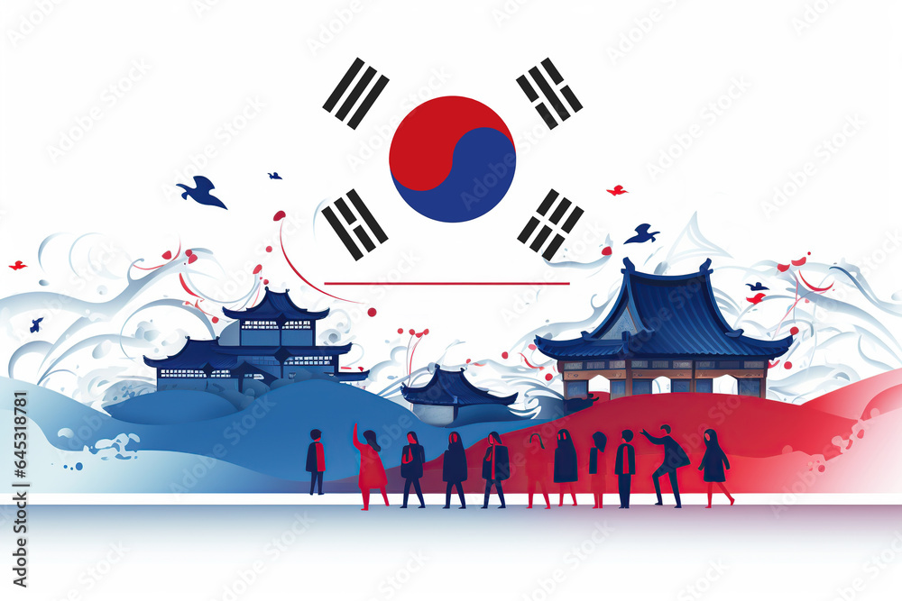 Obraz premium National liberation day of South Korea banner. Generative AI