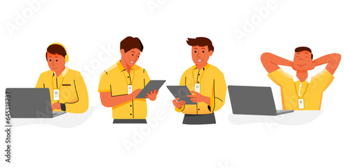 Men office worker with different pose