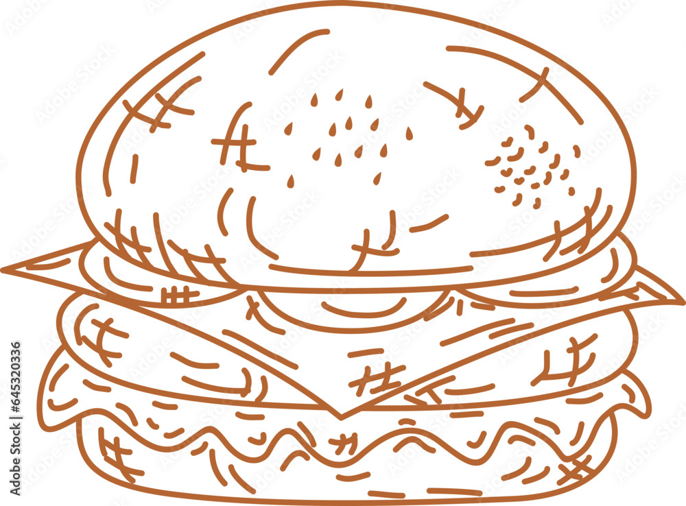 Handdrawn Hamburger Doodle Art Handdrawn Hamburger Doodle Art