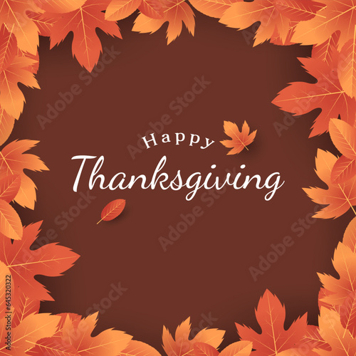 happy thanksgiving card with leaves. autumn background design